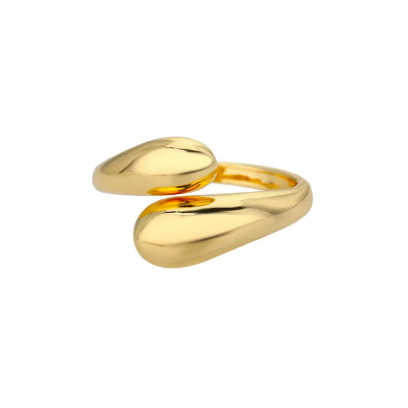 Fashionable Golden Irregular Geometric Ring