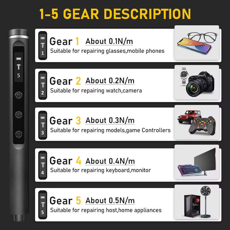 Mini Electric Screwdriver – 5-Speed, LED, Rechargeable