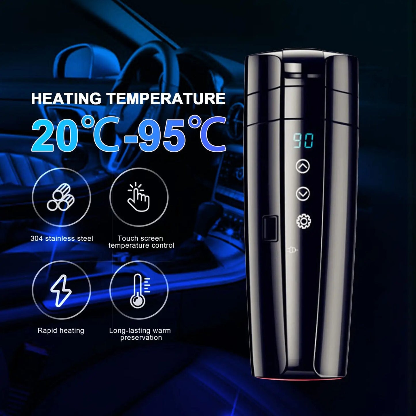 Real-Time Temp Heating Kettle for Car - 70W