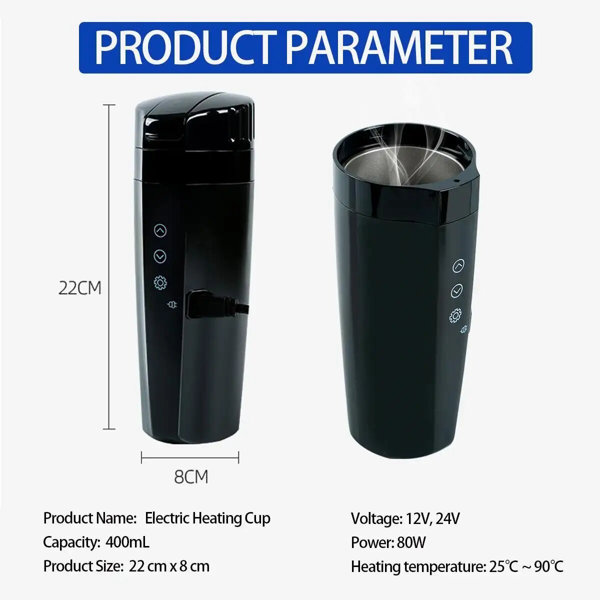 Real-Time Temp Heating Kettle for Car - 70W
