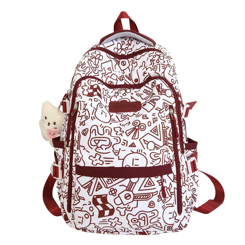Set of 5/10, Cute Graffiti Schoolbag – Lightweight, Large Capacity, Spine Protection Backpack Wholesale
