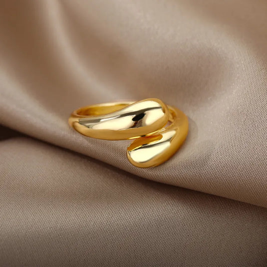 Fashionable Golden Irregular Geometric Ring