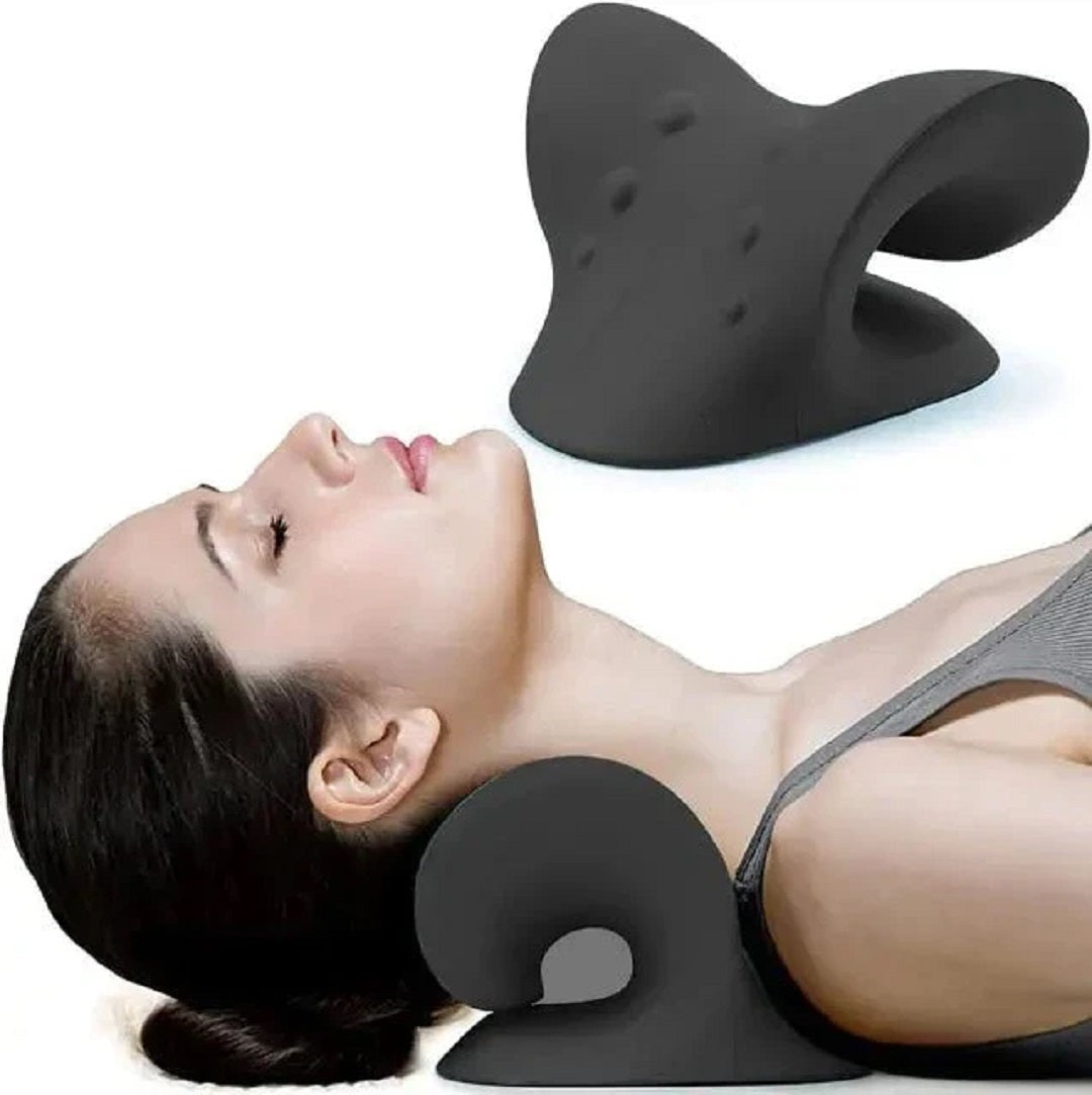 Neck & Shoulder Pain Relief Stretcher – Chiropractic Traction Massage Pillow for Cervical Alignment