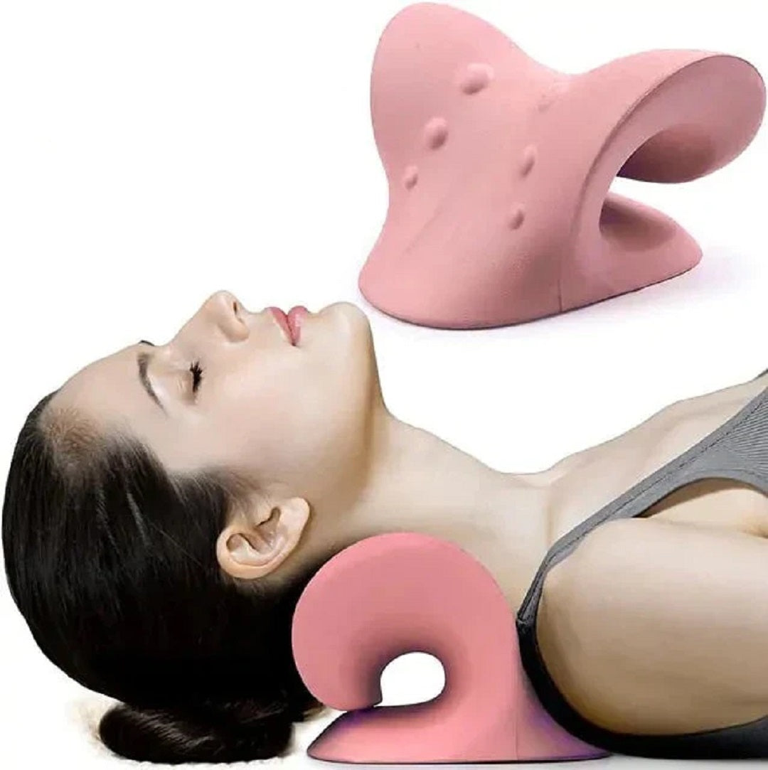 Neck & Shoulder Pain Relief Stretcher – Chiropractic Traction Massage Pillow for Cervical Alignment