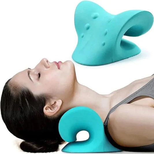 Neck & Shoulder Pain Relief Stretcher – Chiropractic Traction Massage Pillow for Cervical Alignment