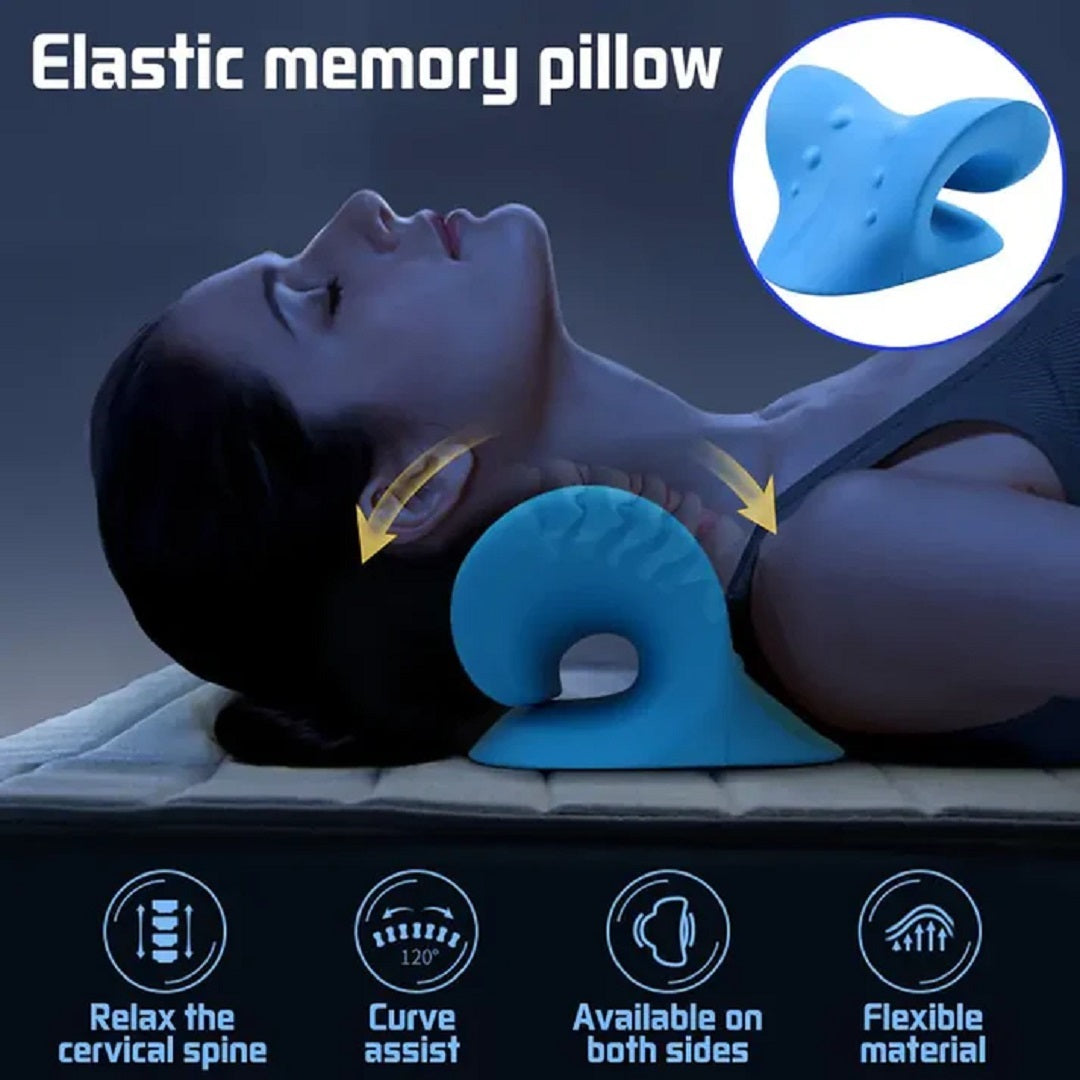 Neck & Shoulder Pain Relief Stretcher – Chiropractic Traction Massage Pillow for Cervical Alignment