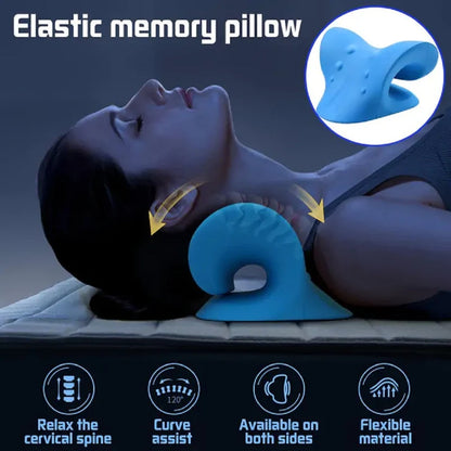 Neck & Shoulder Pain Relief Stretcher – Chiropractic Traction Massage Pillow for Cervical Alignment