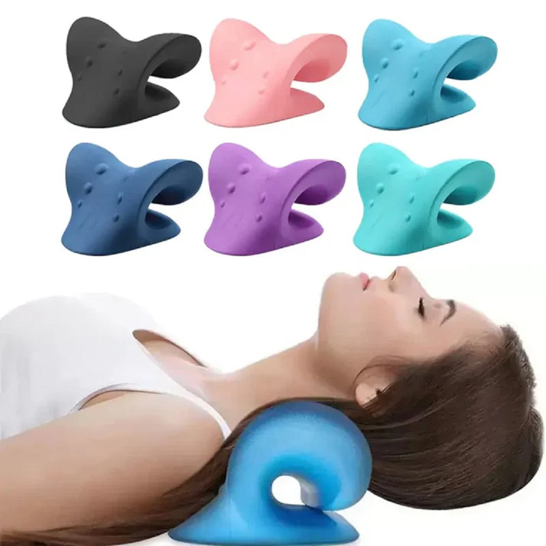 Neck & Shoulder Pain Relief Stretcher – Chiropractic Traction Massage Pillow for Cervical Alignment