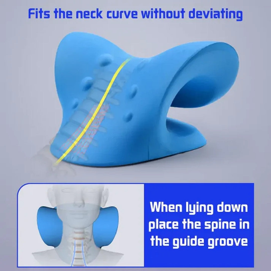 Neck & Shoulder Pain Relief Stretcher – Chiropractic Traction Massage Pillow for Cervical Alignment
