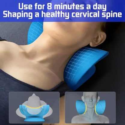 Neck & Shoulder Pain Relief Stretcher – Chiropractic Traction Massage Pillow for Cervical Alignment