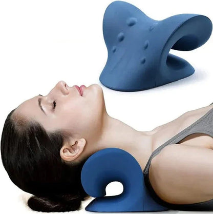 Neck & Shoulder Pain Relief Stretcher – Chiropractic Traction Massage Pillow for Cervical Alignment