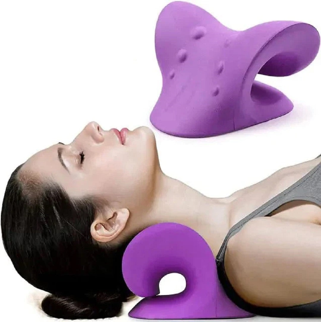 Neck & Shoulder Pain Relief Stretcher – Chiropractic Traction Massage Pillow for Cervical Alignment