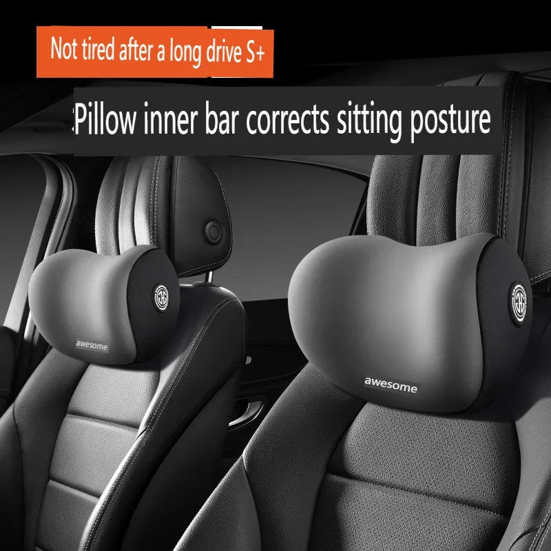 Memory Foam Car Neck & Waist Pillow Pair – Headrest Support