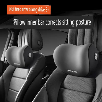 Memory Foam Car Neck & Waist Pillow Pair – Headrest Support