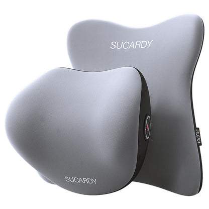 Memory Foam Car Neck & Waist Pillow Pair – Headrest Support