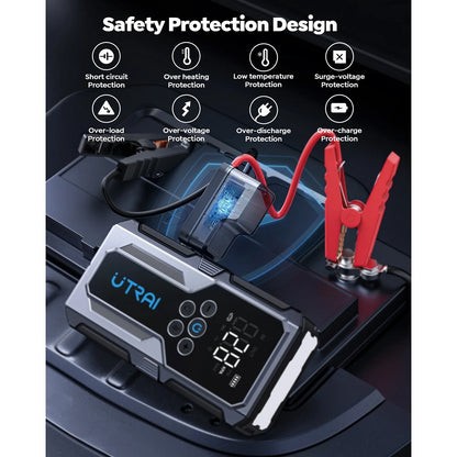 3000A Car Jump Starter with Air Compressor, 18W Power Bank & Flashlight