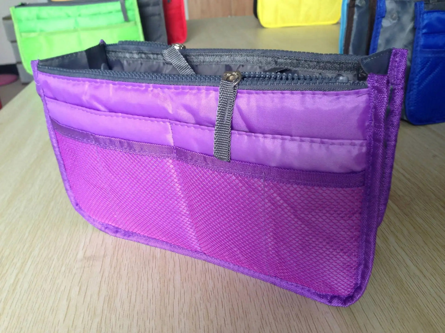 Double Layer Multi-Functional Cosmetic Bag with Zipper