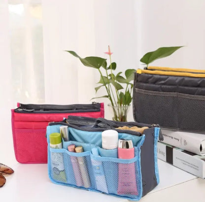 Double Layer Multi-Functional Cosmetic Bag with Zipper