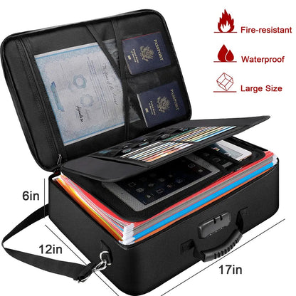 Multi-Layer Fireproof Document Organizer with Lock for Important Files