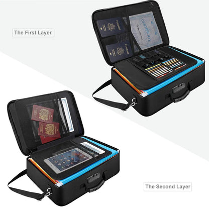 Multi-Layer Fireproof Document Organizer with Lock for Important Files