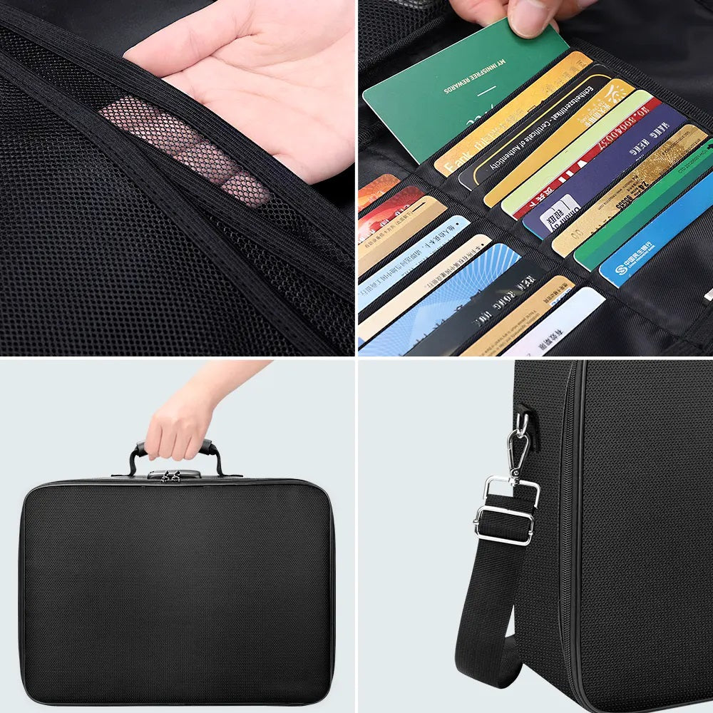 Multi-Layer Fireproof Document Organizer with Lock for Important Files