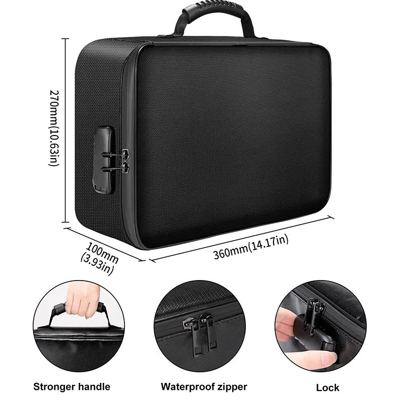 Multi-Layer Fireproof Document Organizer with Lock for Important Files