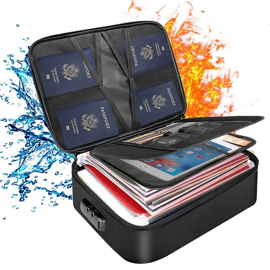 Multi-Layer Fireproof Document Organizer with Lock for Important Files