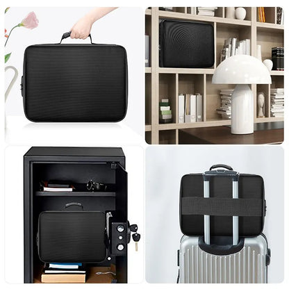 Multi-Layer Fireproof Document Organizer with Lock for Important Files