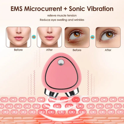 Portable Heart-Shaped Microcurrent Facial Massager – USB Skin Tightening Roller