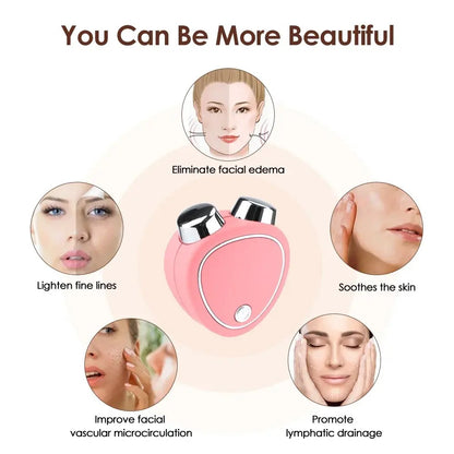 Portable Heart-Shaped Microcurrent Facial Massager – USB Skin Tightening Roller