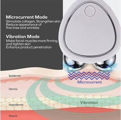 Portable Heart-Shaped Microcurrent Facial Massager – USB Skin Tightening Roller