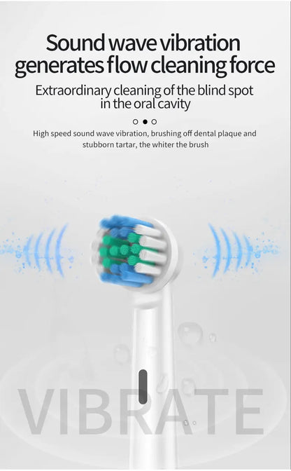 Rechargeable LED Electric Whitening Toothbrush – Portable & Rotating