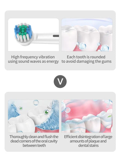 Rechargeable LED Electric Whitening Toothbrush – Portable & Rotating