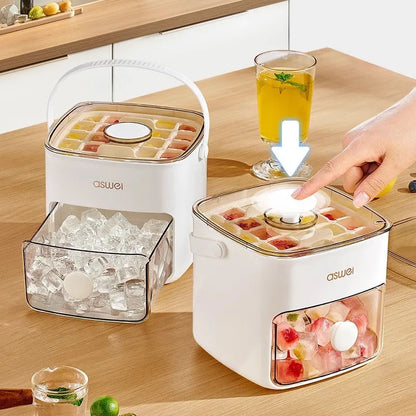 Large Capacity Ice Cube Mold & Ice Ball Storage Box – Food Grade Freezer Tool
