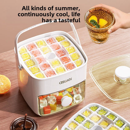 Large Capacity Ice Cube Mold & Ice Ball Storage Box – Food Grade Freezer Tool