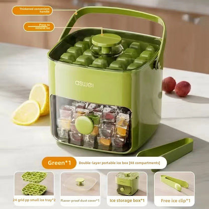 Large Capacity Ice Cube Mold & Ice Ball Storage Box – Food Grade Freezer Tool