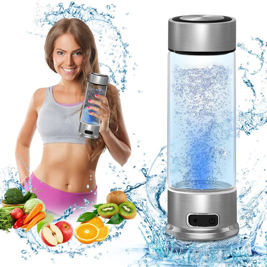 400ml Portable Hydrogen Water Bottle Glass – H2 Rich Water Generator