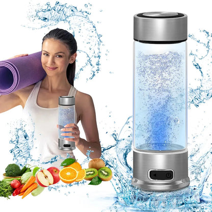 400ml Portable Hydrogen Water Bottle Glass – H2 Rich Water Generator