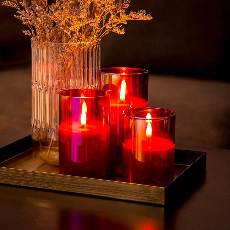 3-Piece Glass Flameless LED Pillar Candle Set with Remote Control