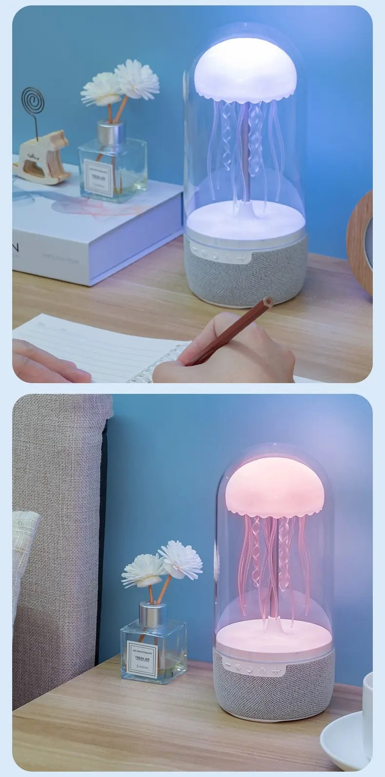 Jellyfish Night Light Speaker – Wireless Charging Lamp
