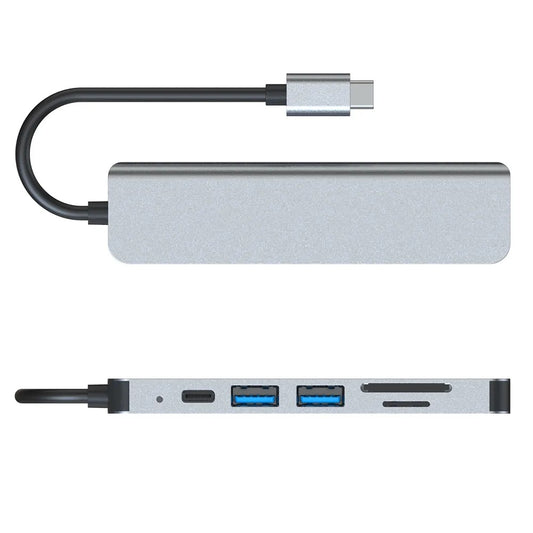 6-in-1 USB-C Hub Docking Station – 4K HD Type-C Adapter