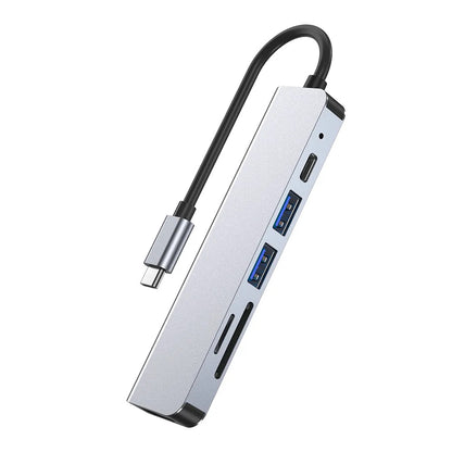 6-in-1 USB-C Hub Docking Station – 4K HD Type-C Adapter
