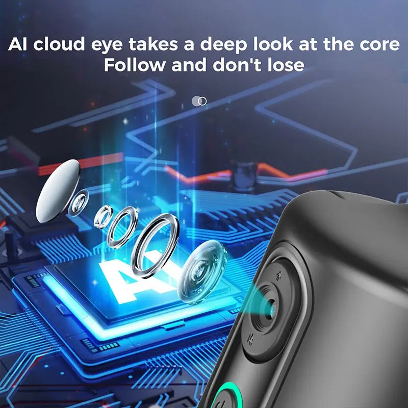 AI Tracking Gimbal Stabilizer with 360° Rotating Phone Holder & Remote
