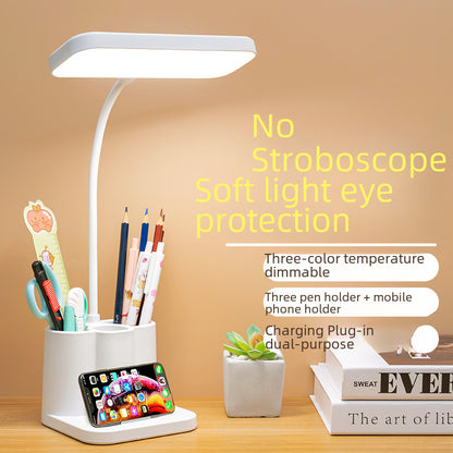 LED Desk Lamp with Eye Protection & Pen Holder – For Bedroom, Dorm, and Study