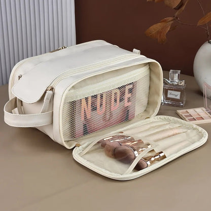 Travel Cosmetic Bag with Handle – Large Portable Makeup Organizer