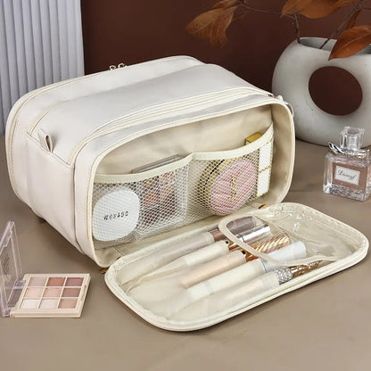Travel Cosmetic Bag with Handle – Large Portable Makeup Organizer