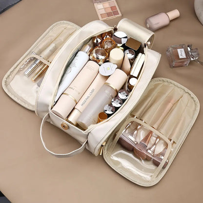 Travel Cosmetic Bag with Handle – Large Portable Makeup Organizer