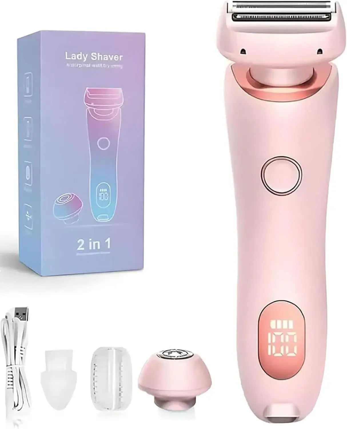 2-in-1 Wet & Dry Electric Lady Shaver & Trimmer for Bikini, Legs, and Underarms