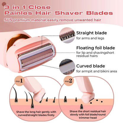 2-in-1 Wet & Dry Electric Lady Shaver & Trimmer for Bikini, Legs, and Underarms